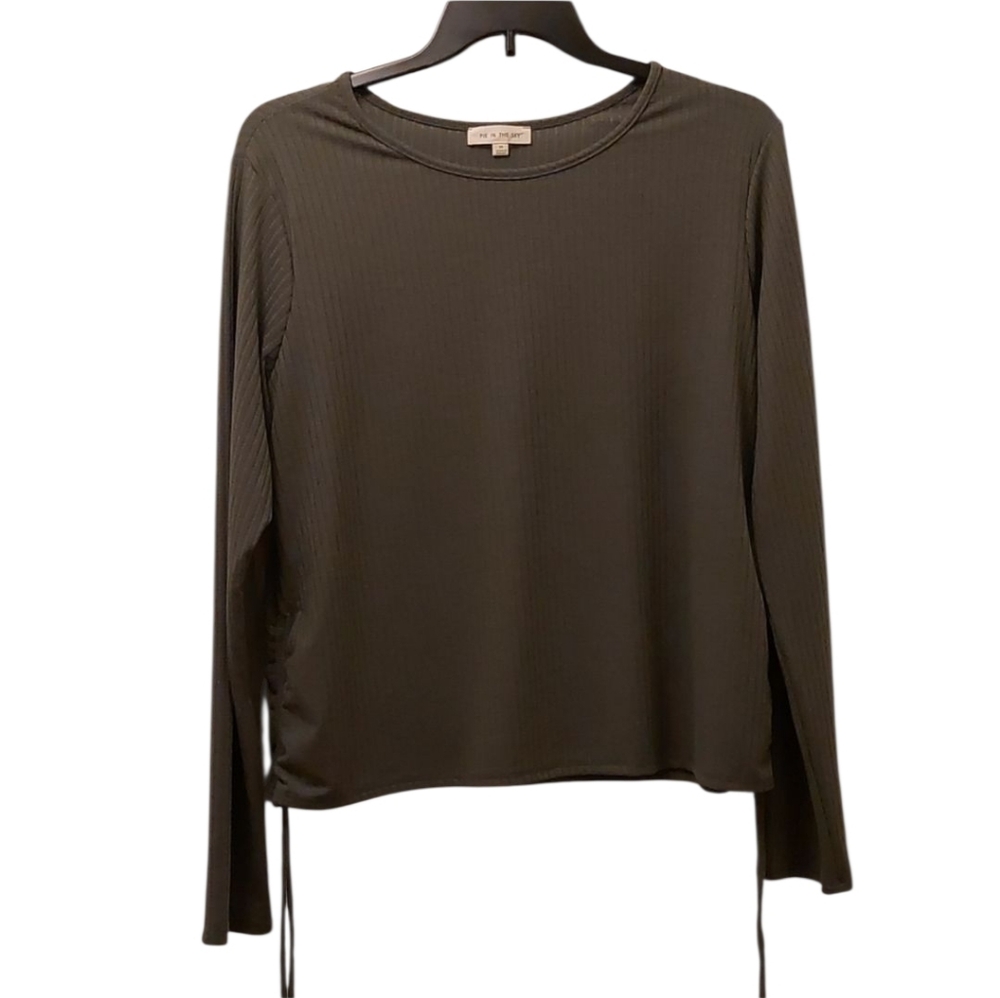 Pie in the Sky Olive Green Ribbed Top 3X NWOT
